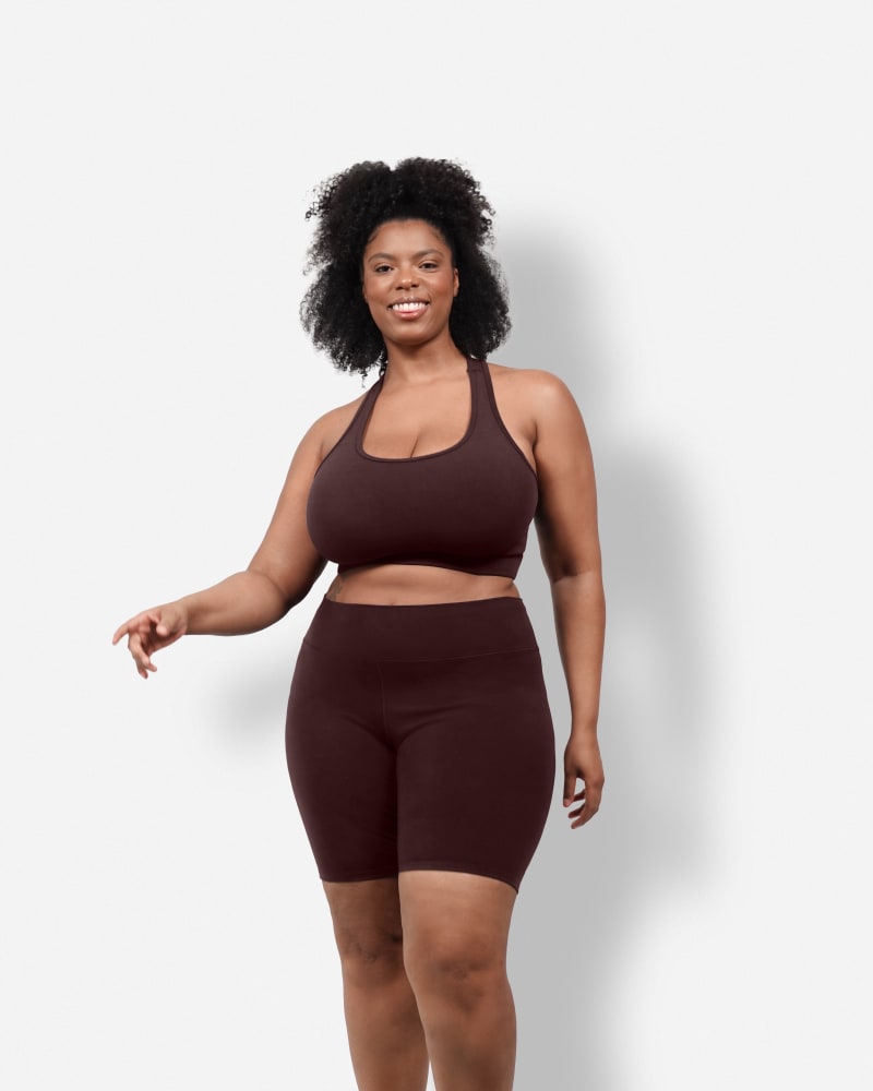 Front of a model wearing a size XL Aspen Shorts in Cocoa by Reprise Activewear. | dia_product_style_image_id:273529